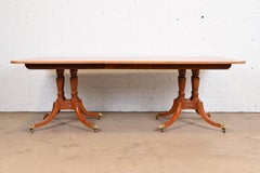 Baker Furniture Georgian Mahogany Double Pedestal Dining Table, Newly Refinished