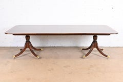 Baker Furniture Georgian Mahogany Double Pedestal Dining Table, Newly Refinished