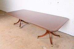 Baker Furniture Georgian Mahogany Double Pedestal Dining Table, Newly Refinished