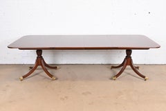 Baker Furniture Georgian Mahogany Double Pedestal Dining Table, Newly Refinished