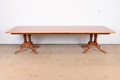 Baker Furniture Georgian Mahogany Double Pedestal Dining Table, Newly Refinished