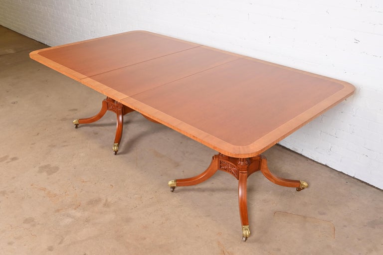 Baker Furniture Mahogany Double Pedestal Dining Table, Newly