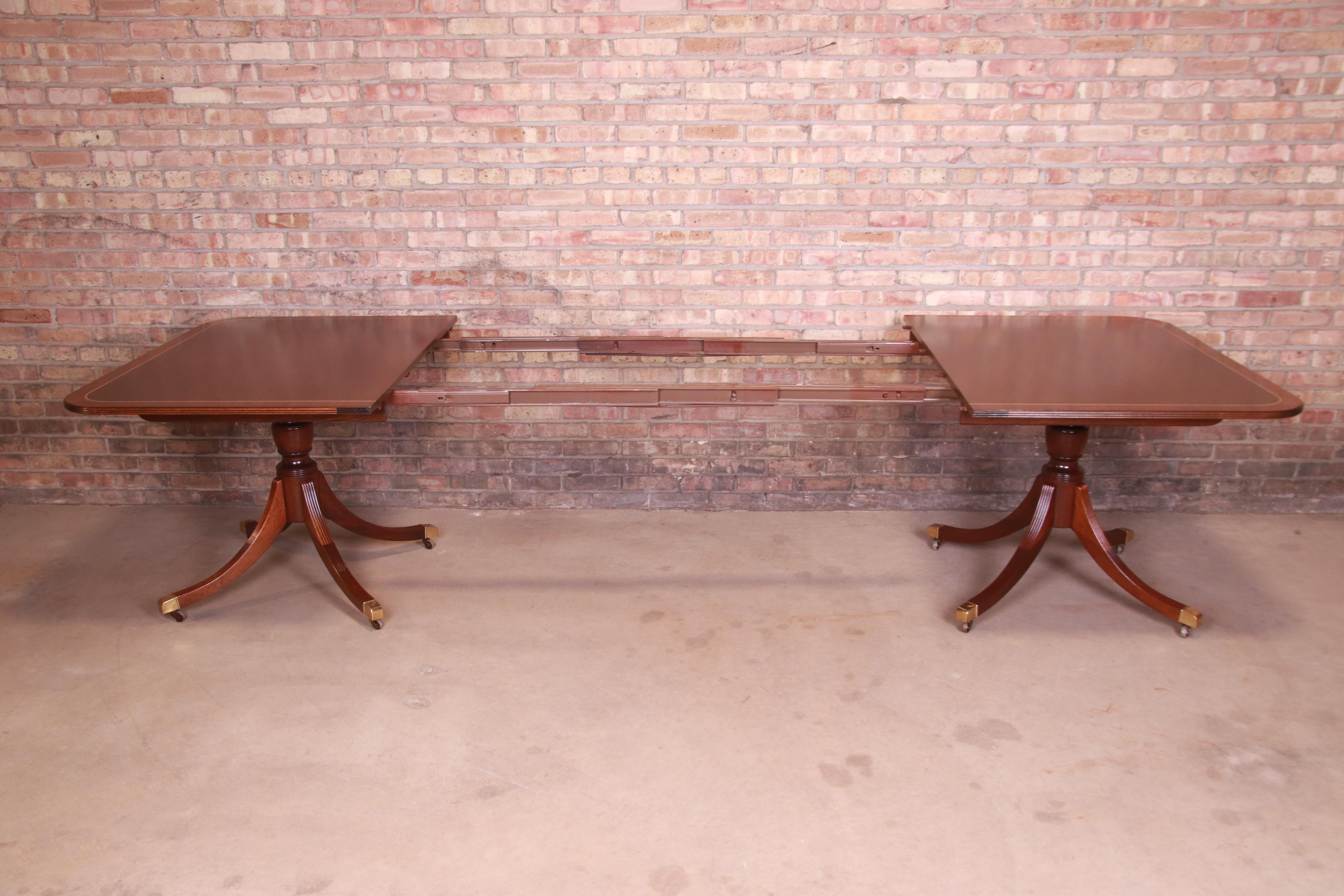 Baker Furniture Georgian Mahogany Double Pedestal Dining Table, Newly Refinished 1