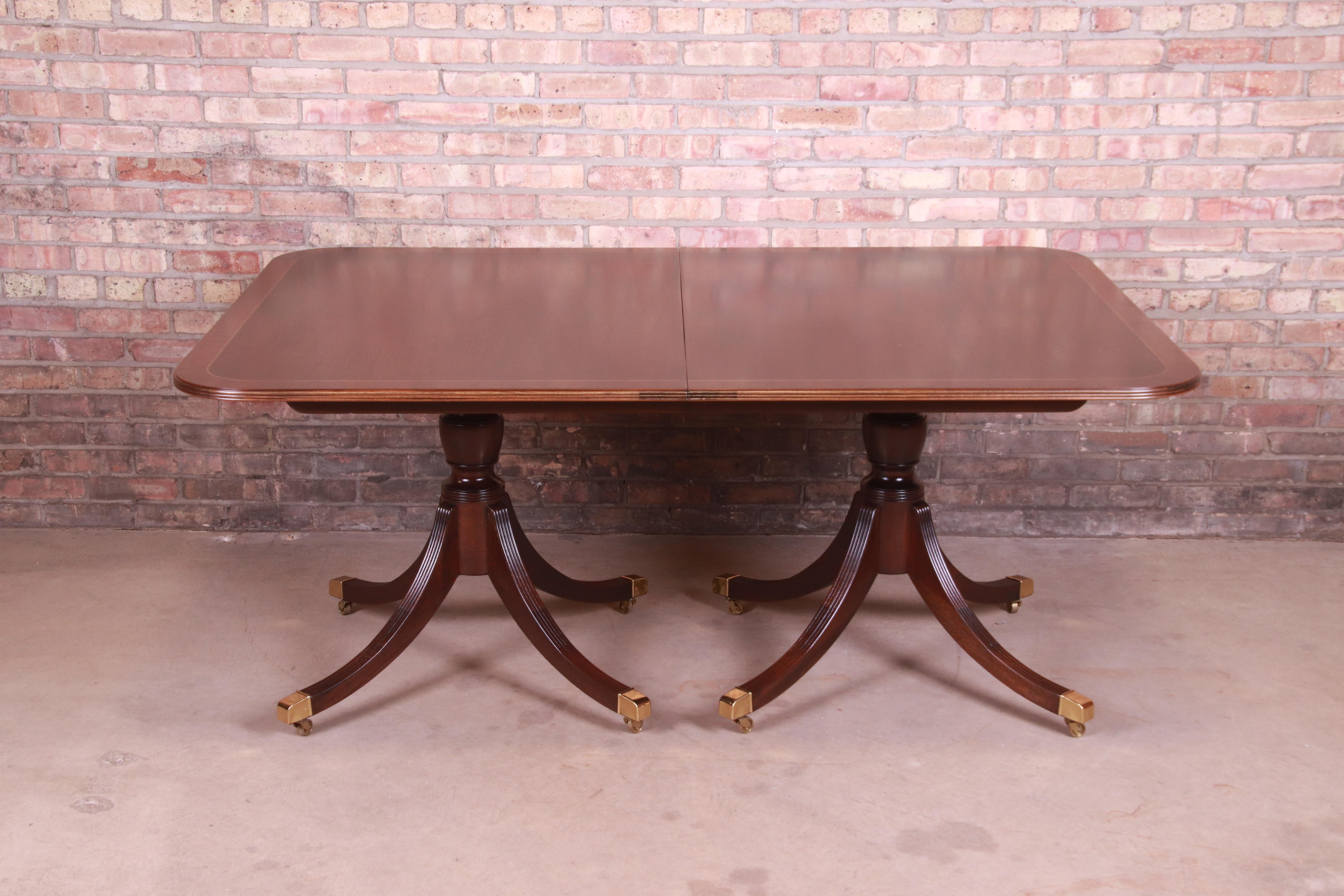 Baker Furniture Georgian Mahogany Double Pedestal Dining Table, Newly Refinished 3