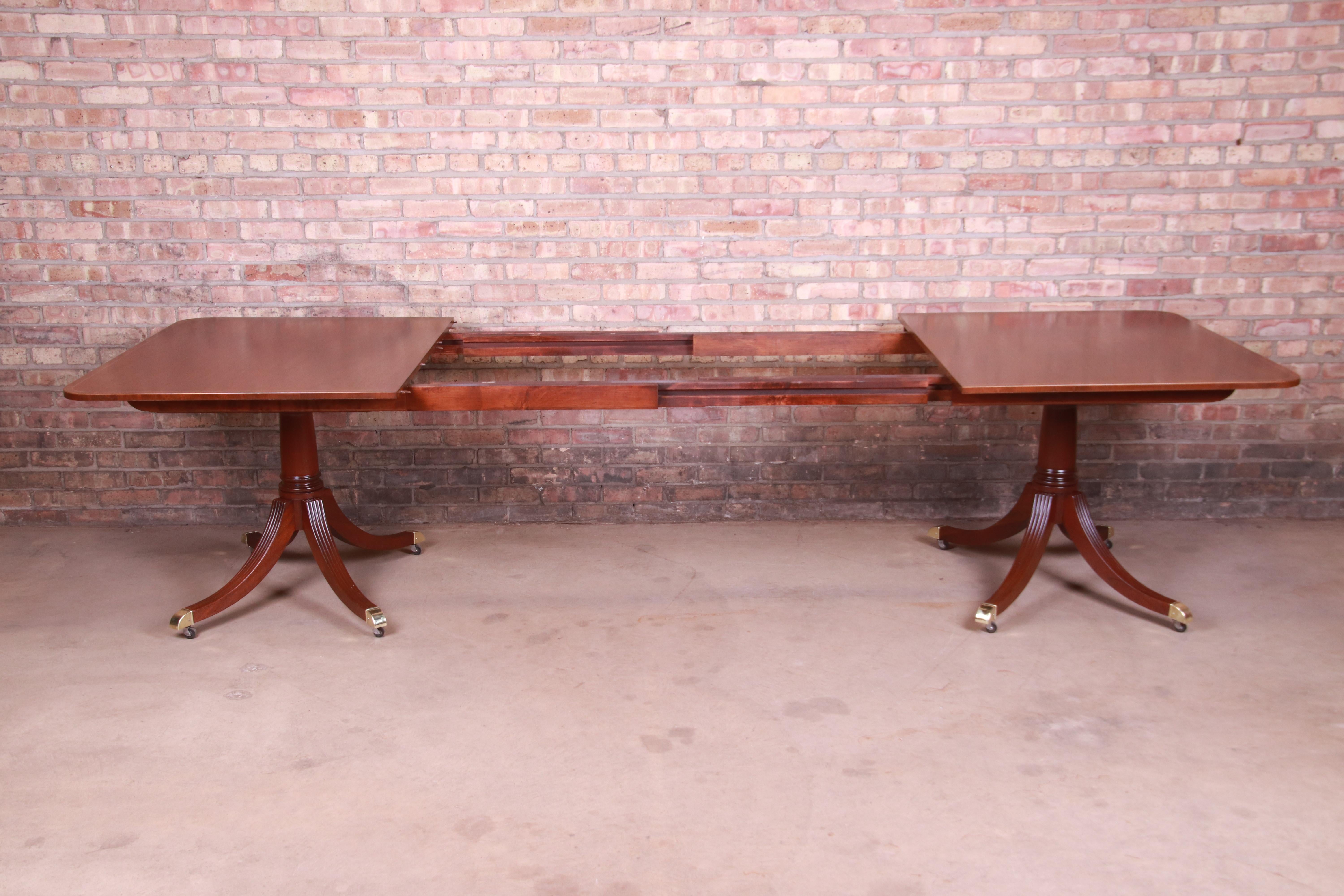 Baker Furniture Georgian Mahogany Double Pedestal Dining Table, Newly Refinished 2