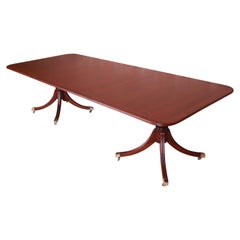 Baker Furniture Georgian Mahogany Double Pedestal Dining Table, Newly Refinished