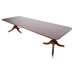 Baker Furniture Georgian Mahogany Double Pedestal Dining Table, Newly Refinished