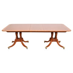 Baker Furniture Georgian Mahogany Double Pedestal Dining Table, Newly Refinished