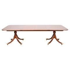 Baker Furniture Georgian Mahogany Double Pedestal Dining Table, Newly Refinished