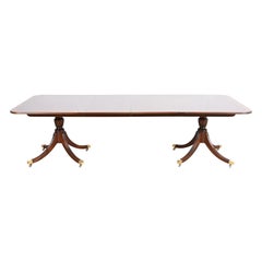 Baker Furniture Georgian Mahogany Double Pedestal Dining Table, Newly Refinished
