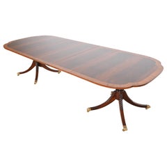 Baker Furniture Georgian Mahogany Double Pedestal Dining Table, Newly Refinished