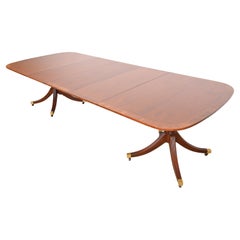 Baker Furniture Georgian Mahogany Double Pedestal Dining Table, Newly Refinished