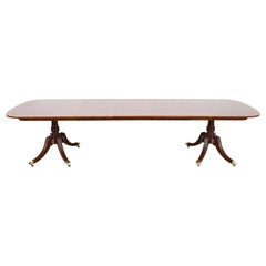 Baker Furniture Georgian Mahogany Double Pedestal Dining Table, Newly Refinished