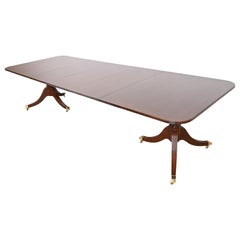 Baker Furniture Georgian Mahogany Double Pedestal Dining Table, Newly Refinished