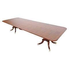 Baker Furniture Georgian Mahogany Double Pedestal Dining Table, Newly Refinished
