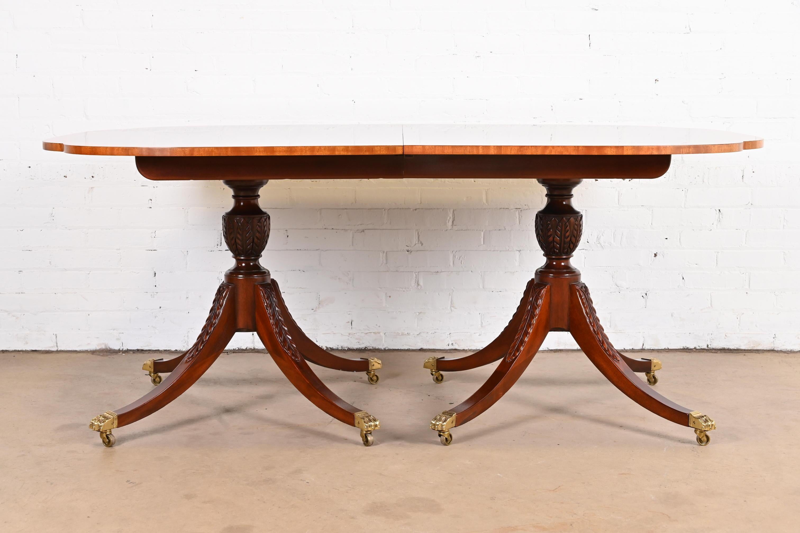 Baker Furniture Georgian Mahogany Double Pedestal Extension Dining Table 8