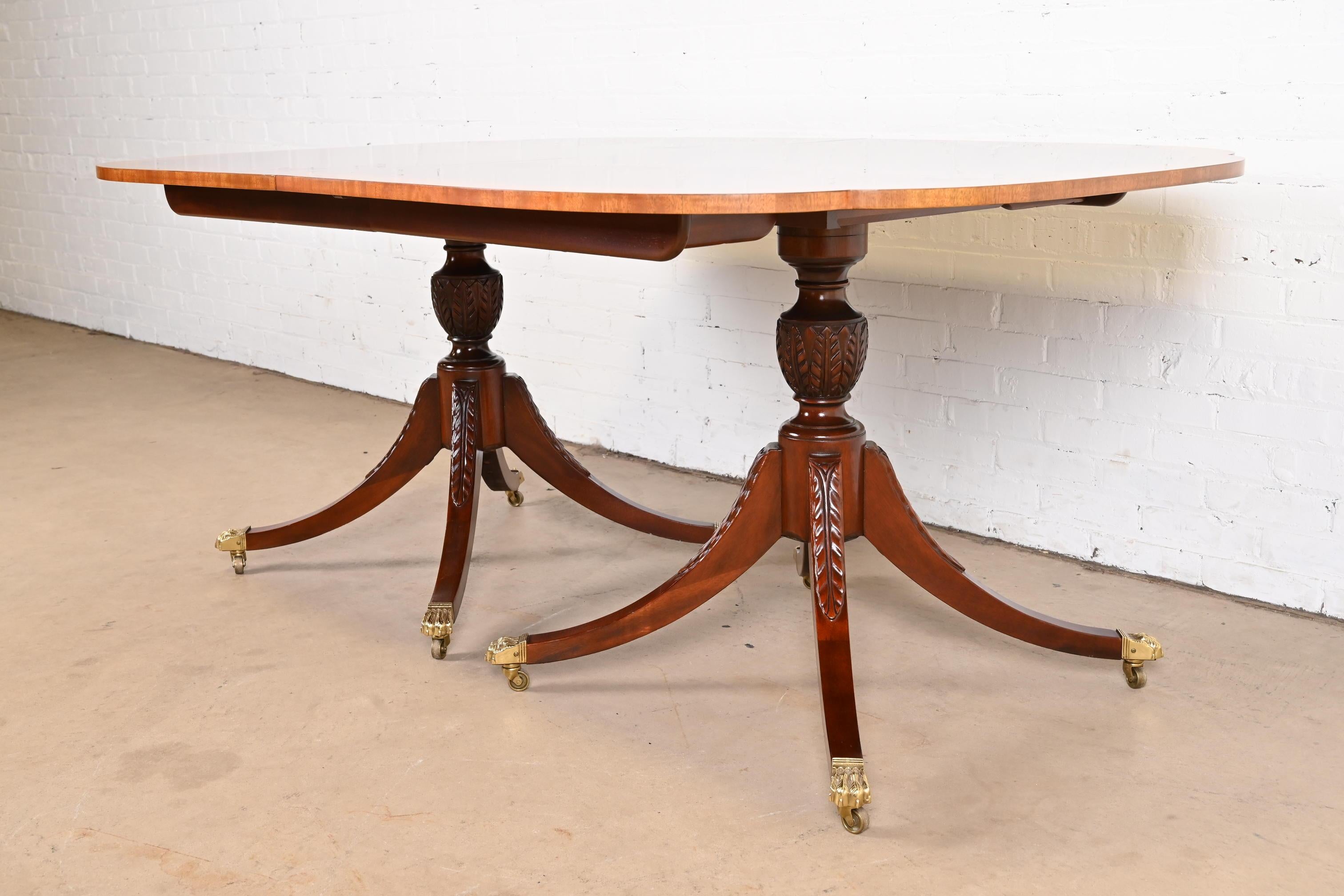 Baker Furniture Georgian Mahogany Double Pedestal Extension Dining Table 10
