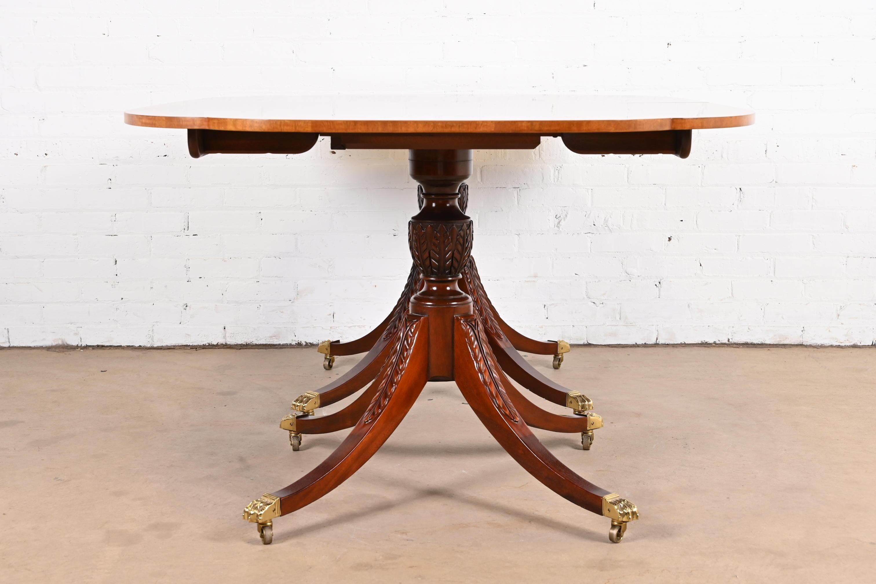 Baker Furniture Georgian Mahogany Double Pedestal Extension Dining Table 13
