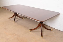 Baker Furniture Georgian Mahogany Double Pedestal Extension Dining Table