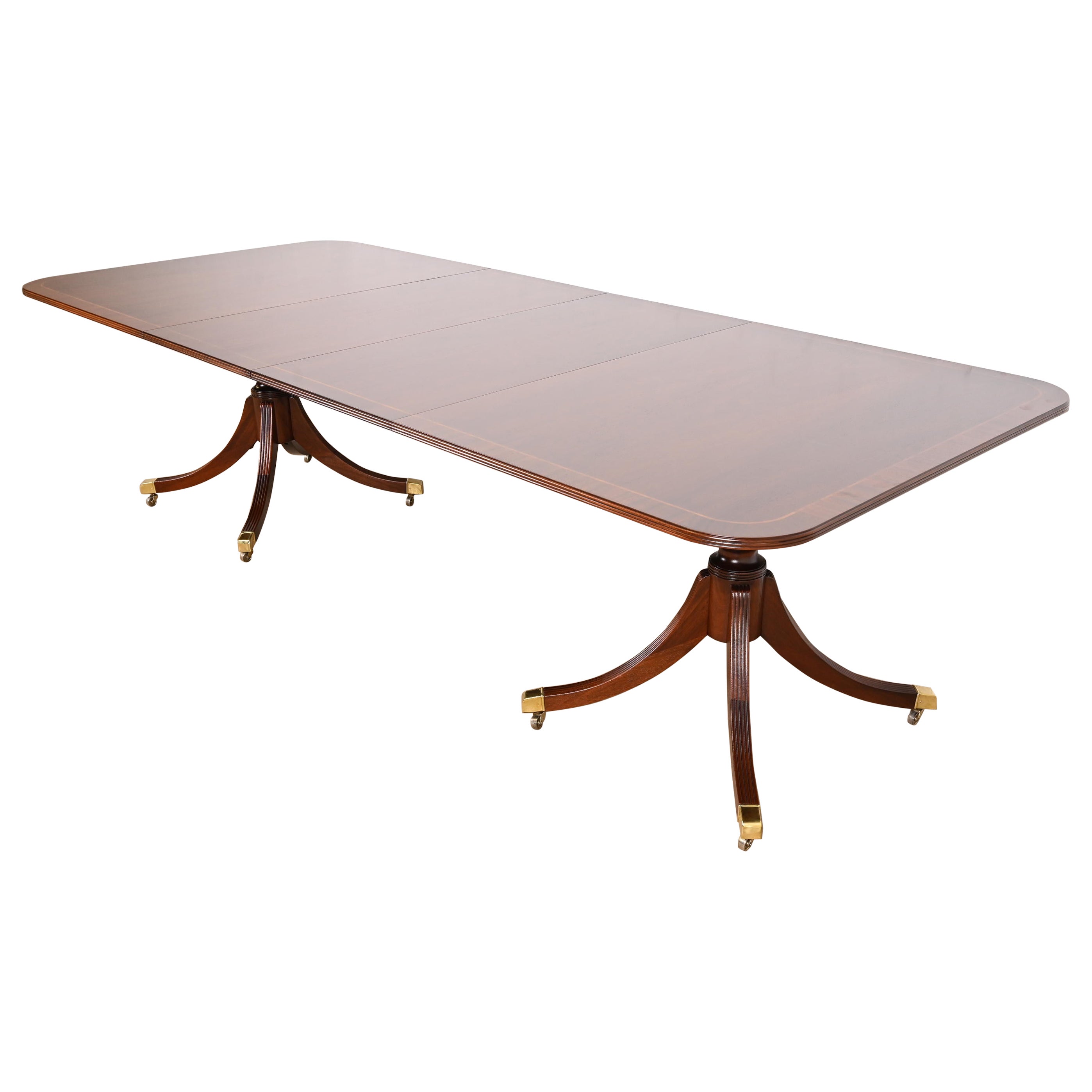 Baker Furniture Georgian Mahogany Double Pedestal Extension Dining Table