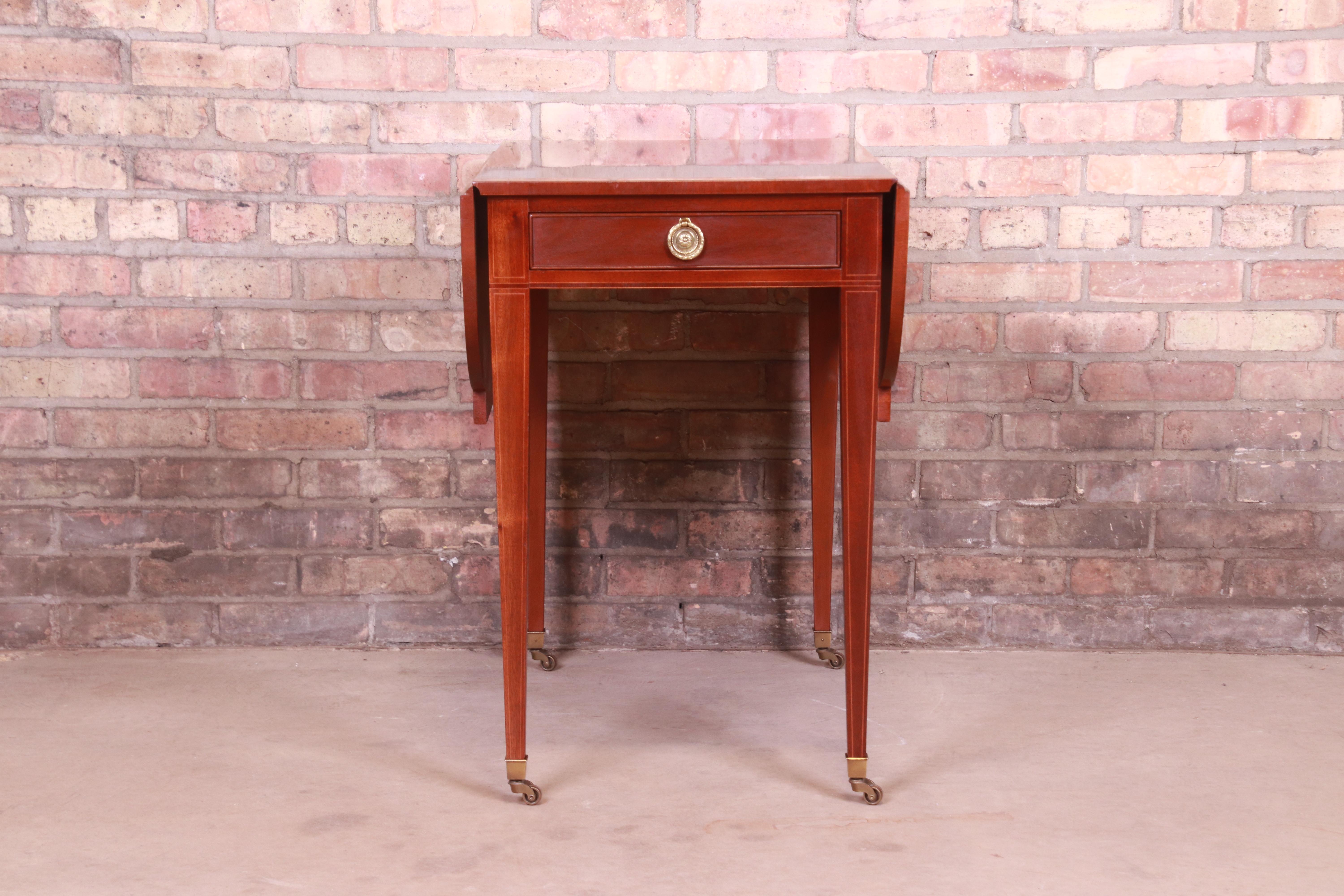 American Baker Furniture Georgian Mahogany Drop Leaf Pembroke Tea Table