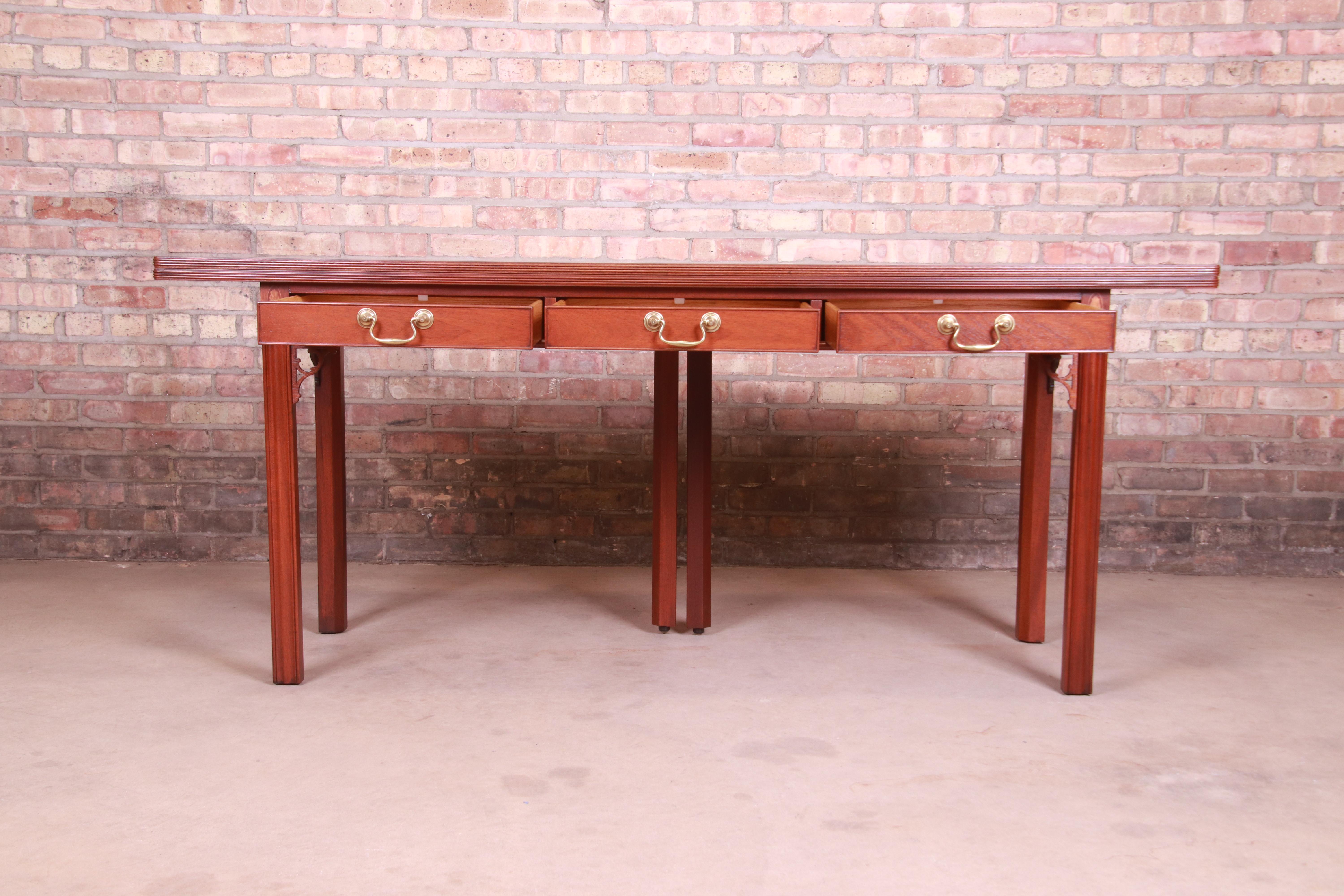 Baker Furniture Georgian Mahogany Flip Top Console Table or Writing Desk 7