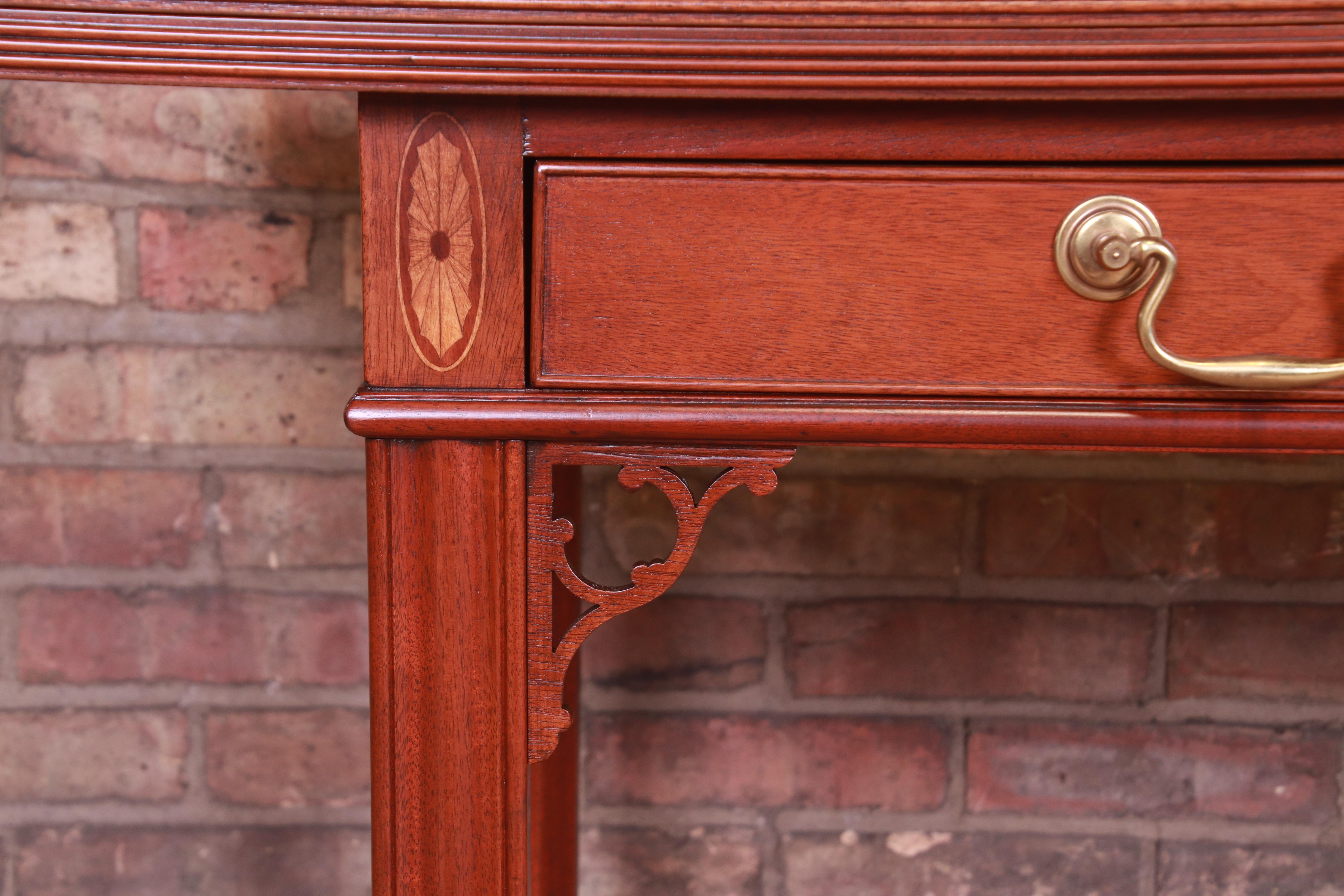 20th Century Baker Furniture Georgian Mahogany Flip Top Console Table or Writing Desk