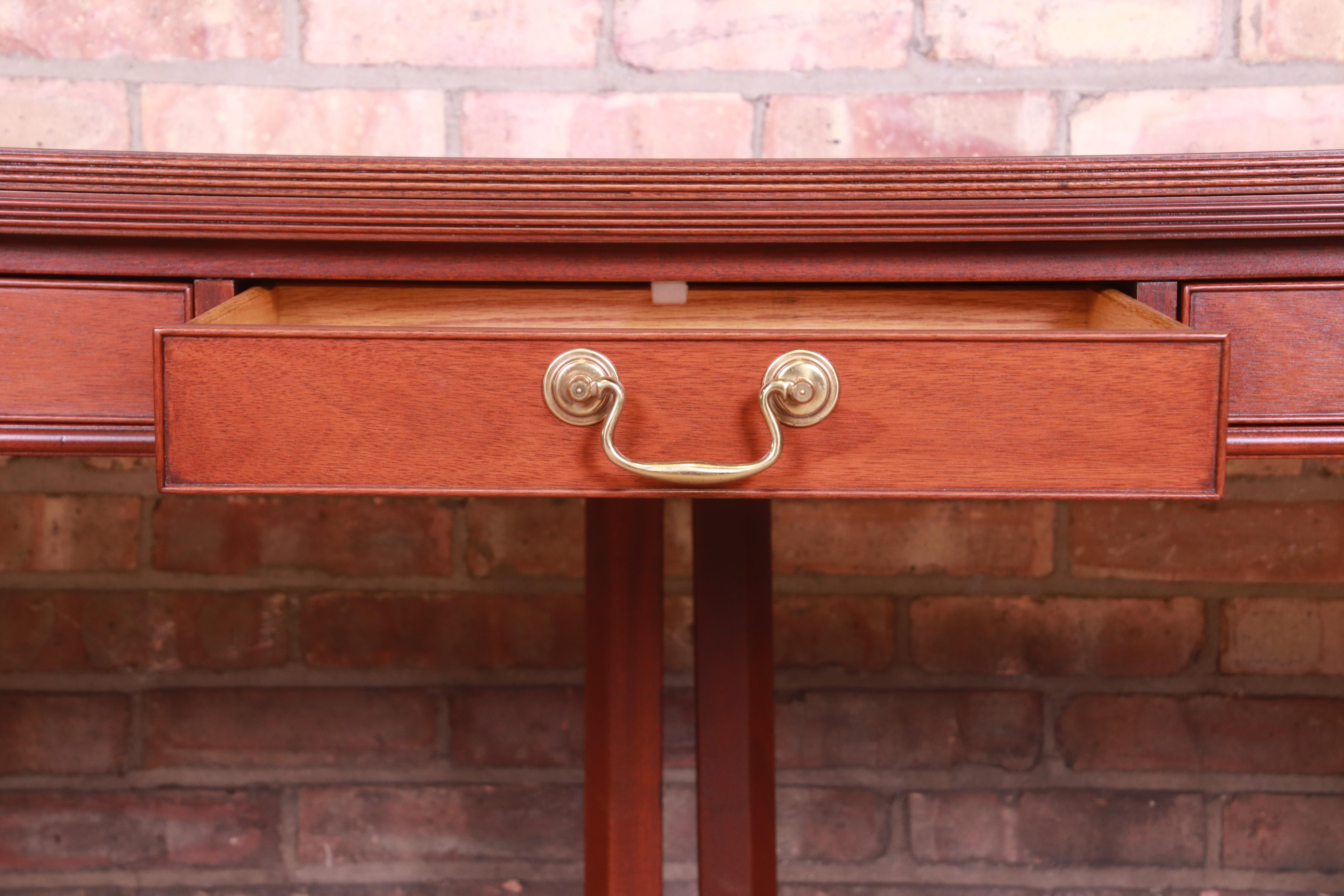 Baker Furniture Georgian Mahogany Flip Top Console Table or Writing Desk 1