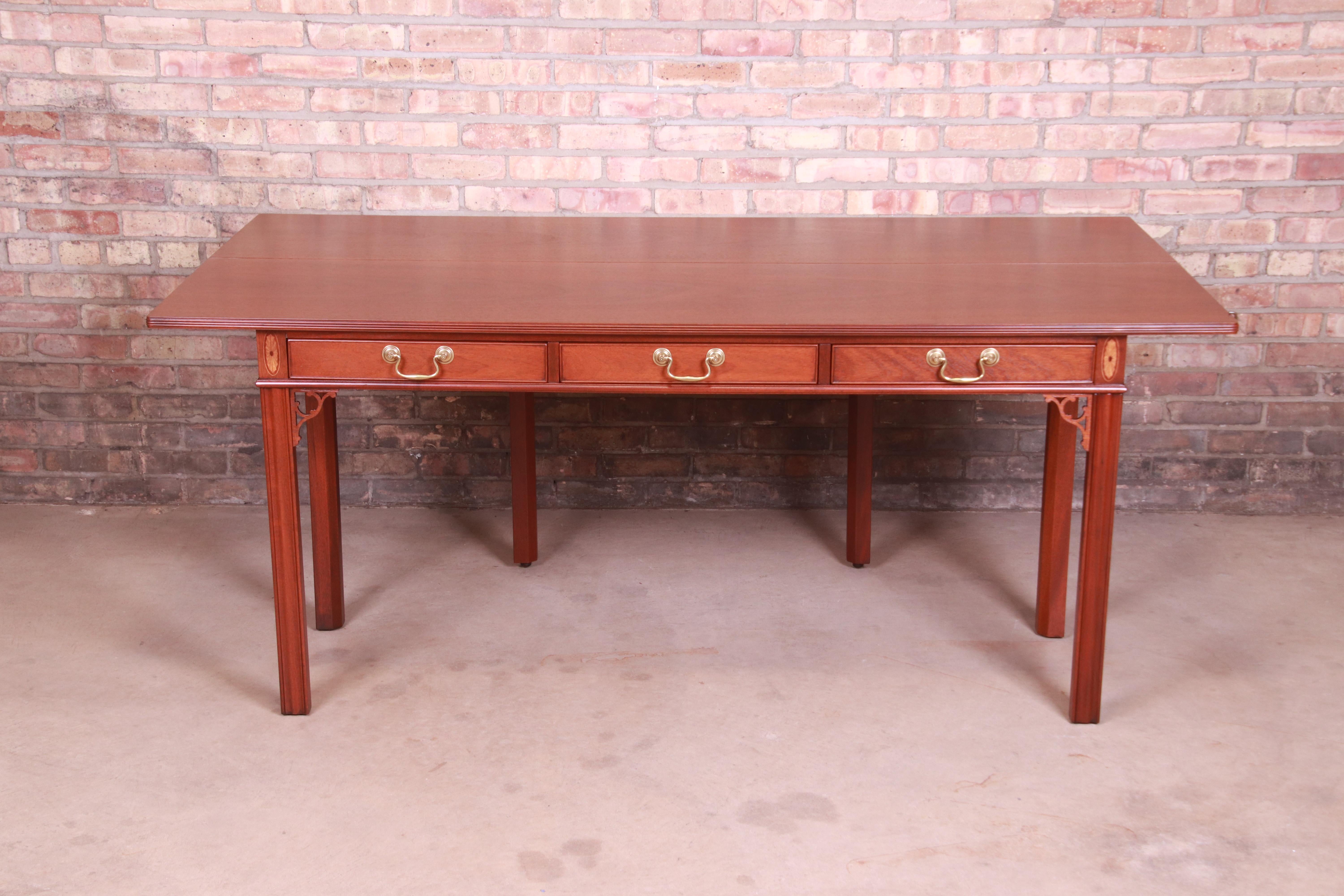 Baker Furniture Georgian Mahogany Flip Top Console Table or Writing Desk 2