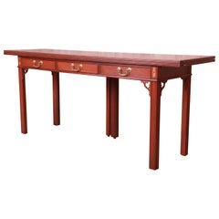 Baker Furniture Georgian Mahogany Flip Top Console Table or Writing Desk