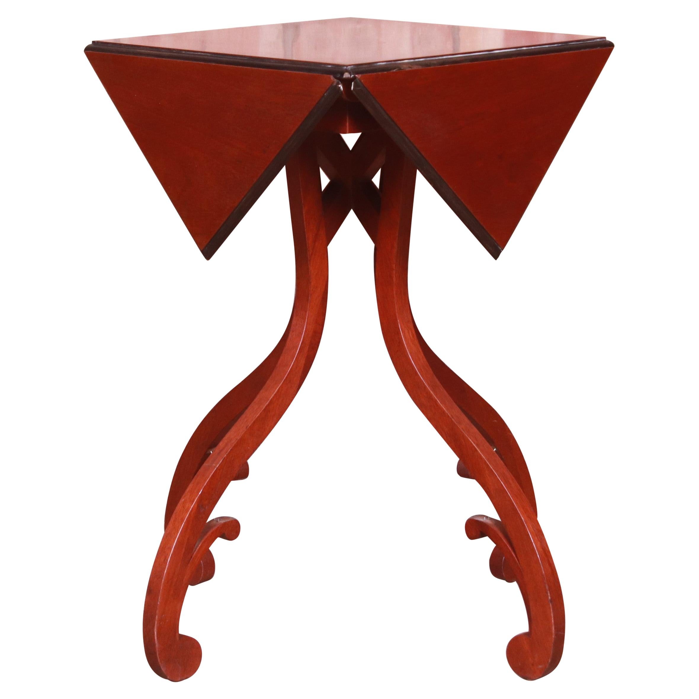 Baker Furniture Georgian Mahogany Handkerchief Drop Leaf Side Table For Sale