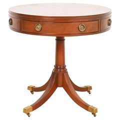 Baker Furniture Georgian Mahogany Pedestal Drum Side Table or Tea Table