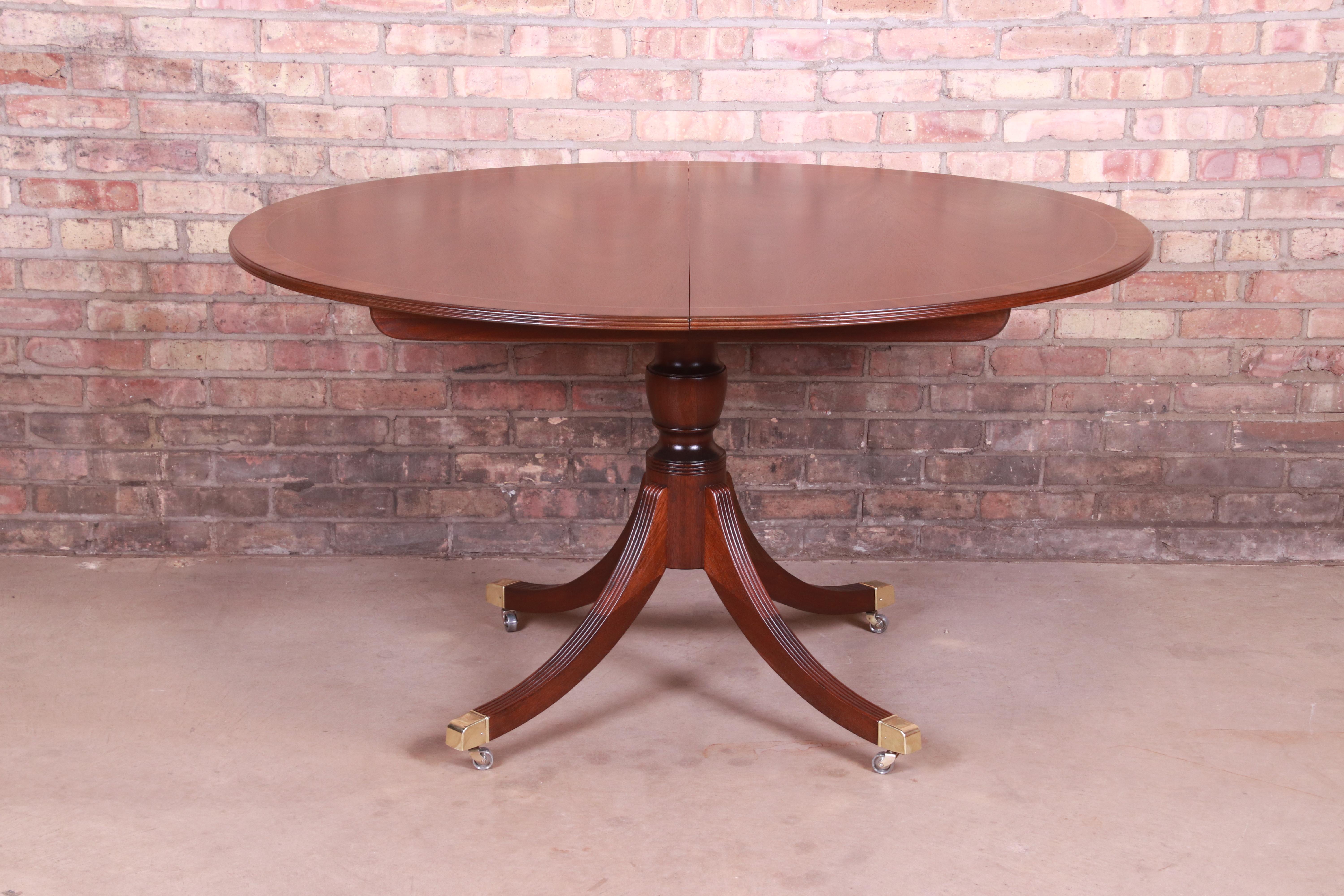 Baker Furniture Georgian Mahogany Pedestal Extension Dining Table, Refinished 4