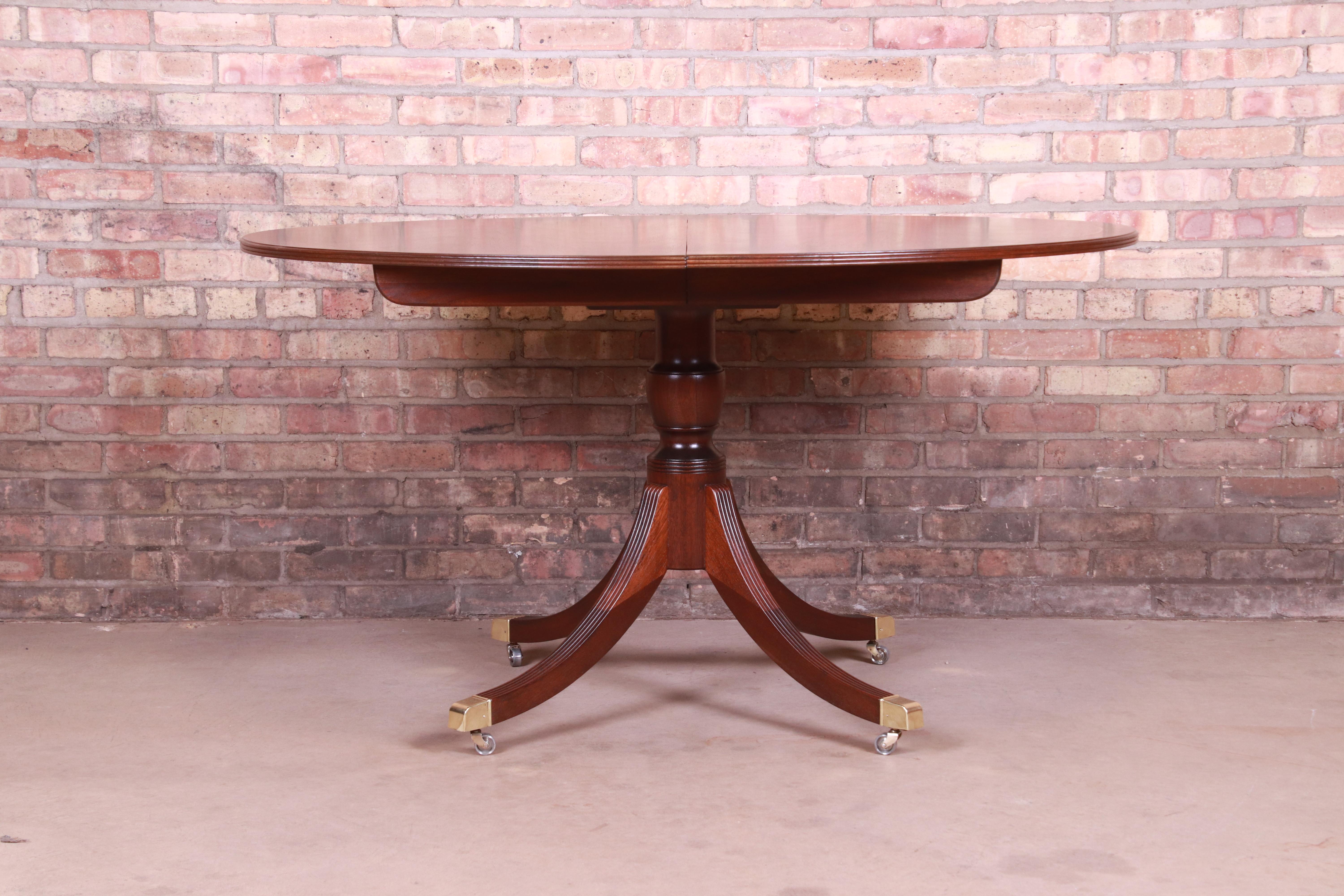 Baker Furniture Georgian Mahogany Pedestal Extension Dining Table, Refinished 5