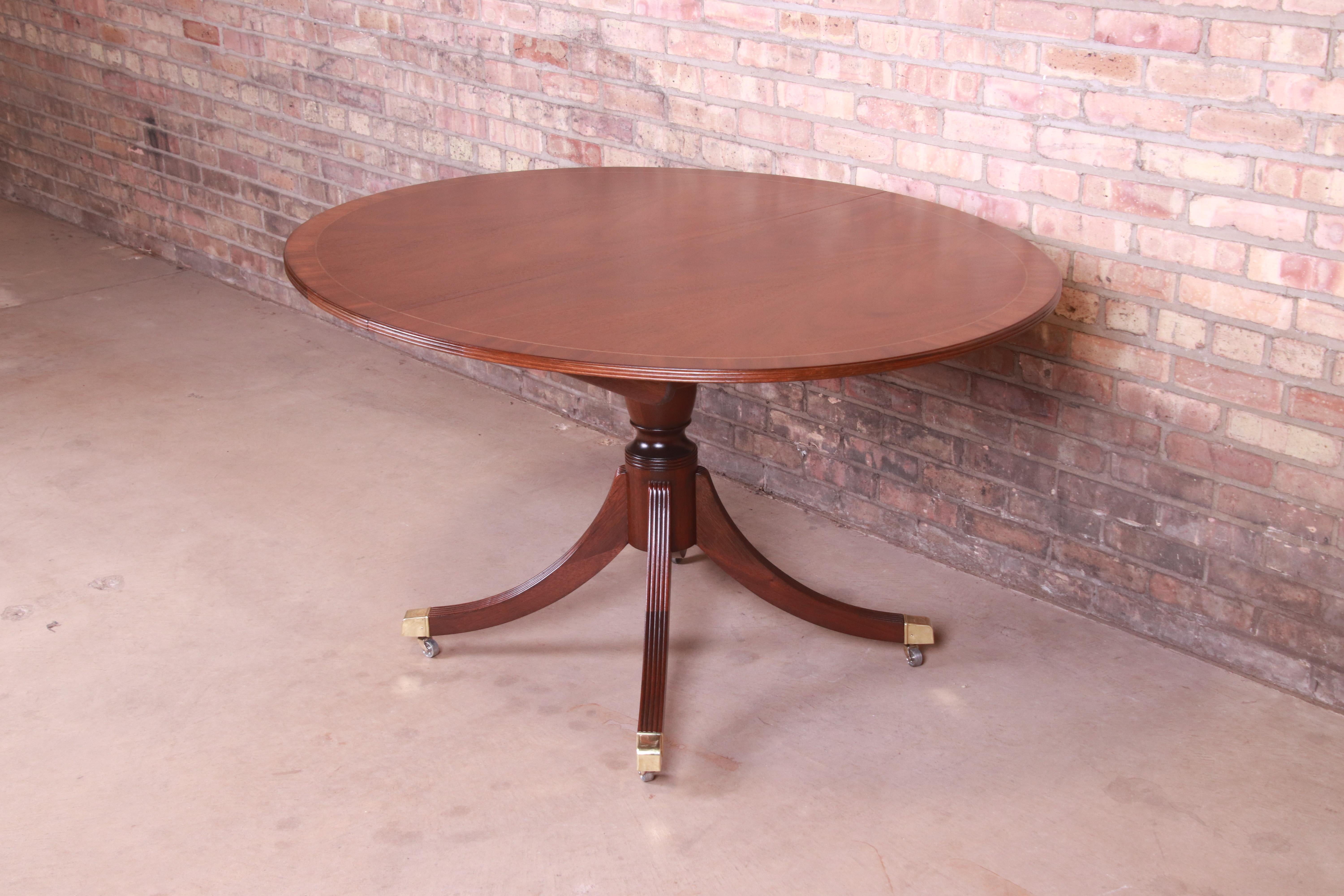 Baker Furniture Georgian Mahogany Pedestal Extension Dining Table, Refinished 6