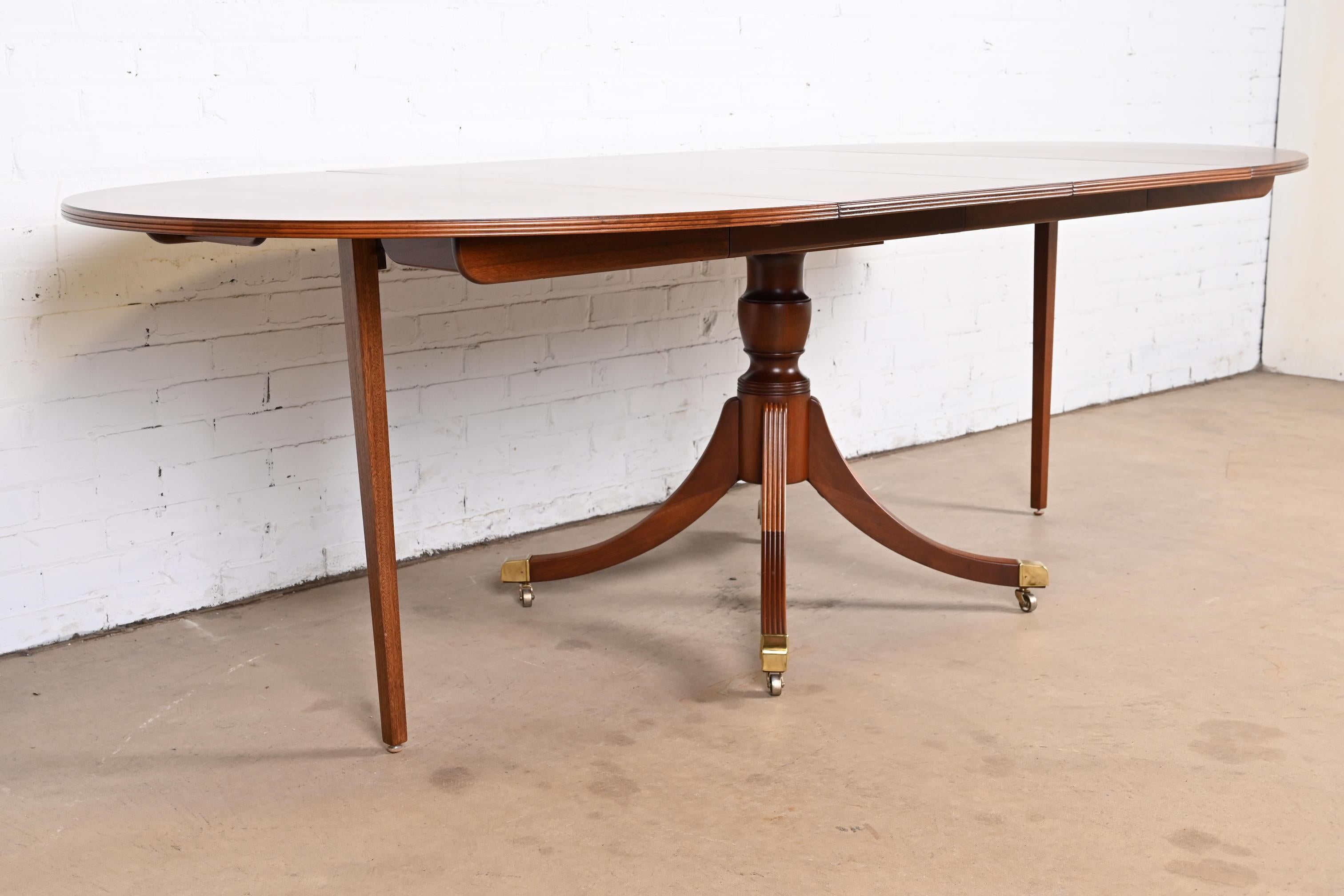 Baker Furniture Georgian Mahogany Pedestal Extension Dining Table, Refinished 7