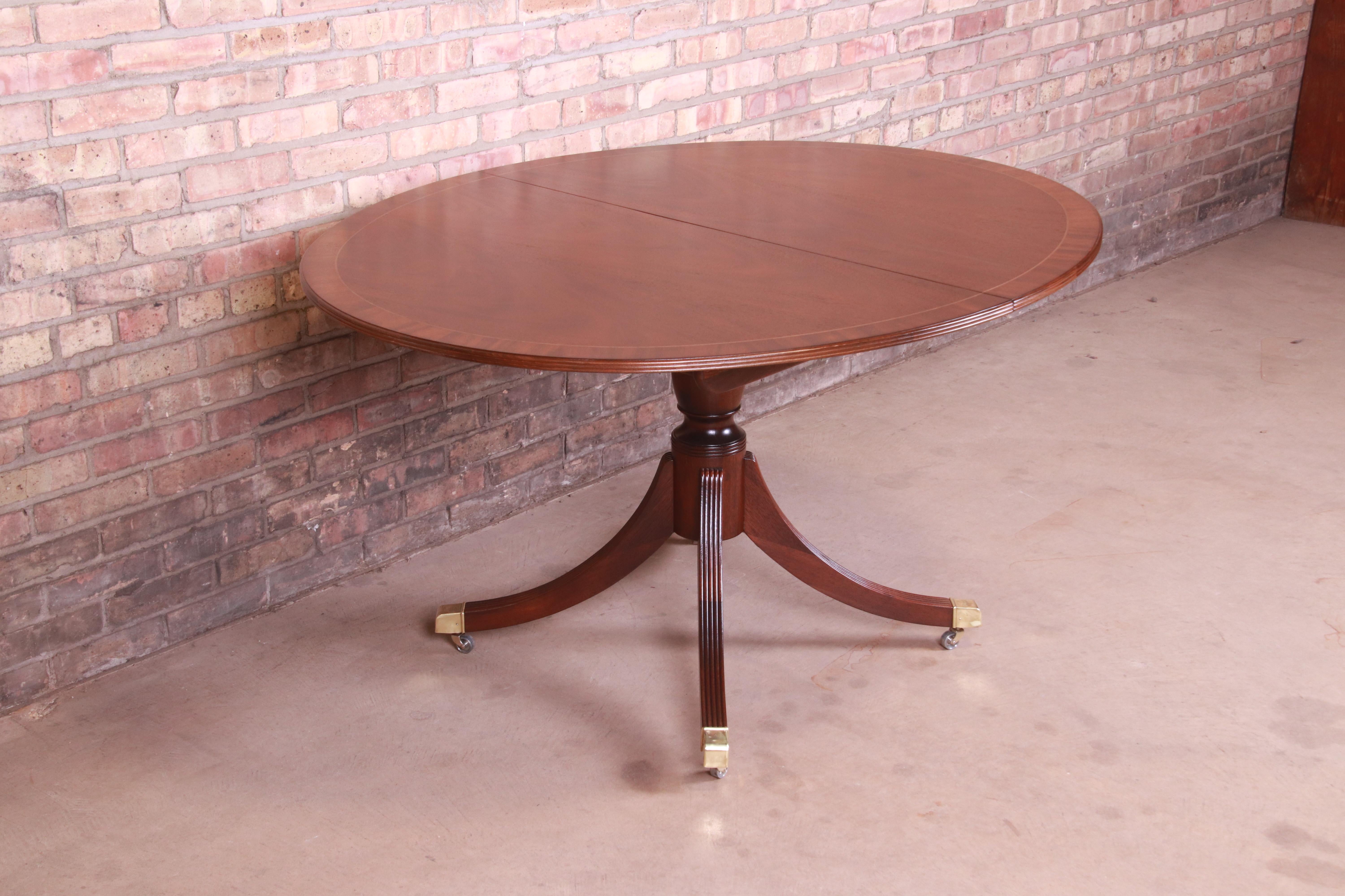 Baker Furniture Georgian Mahogany Pedestal Extension Dining Table, Refinished 8