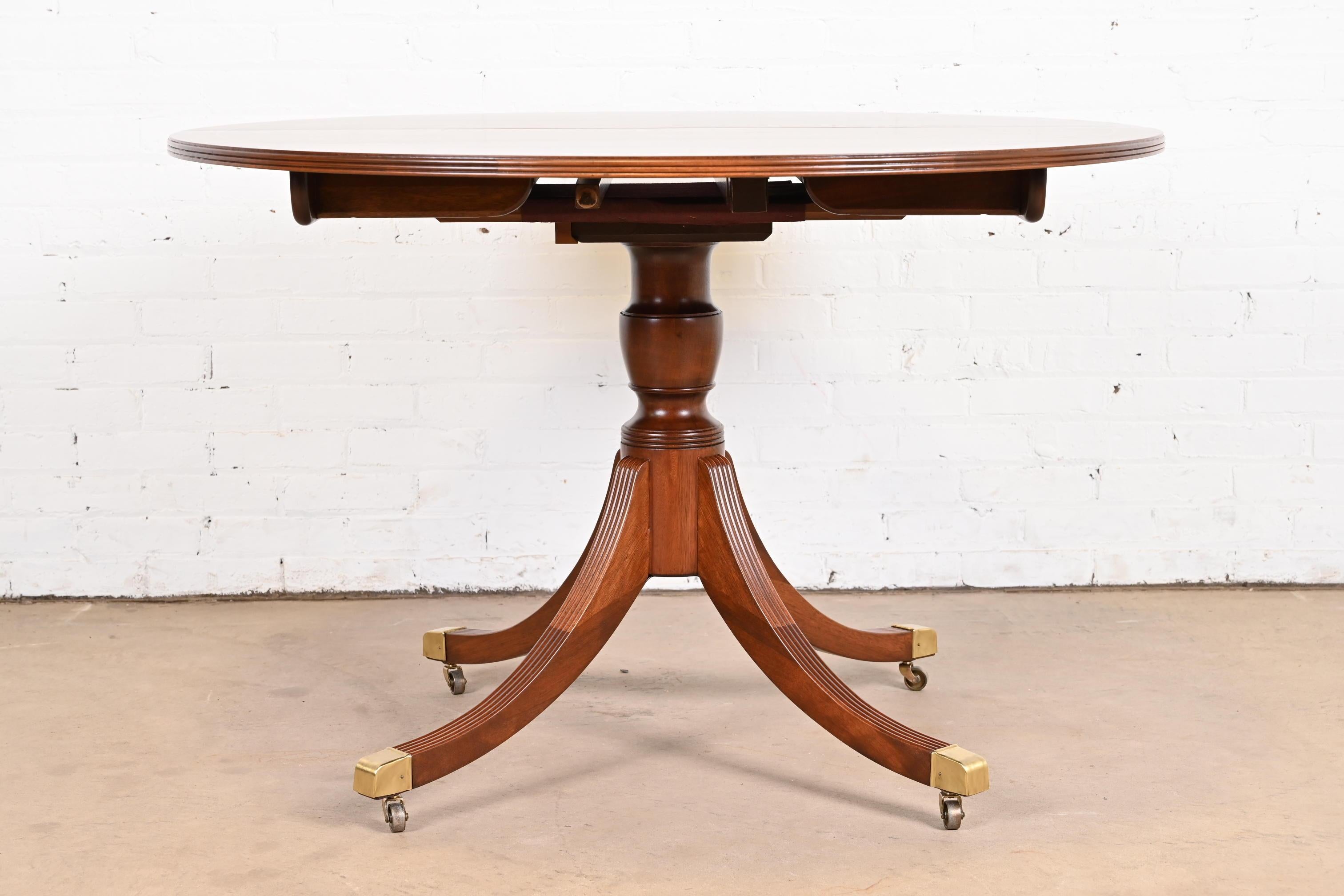 Baker Furniture Georgian Mahogany Pedestal Extension Dining Table, Refinished 10