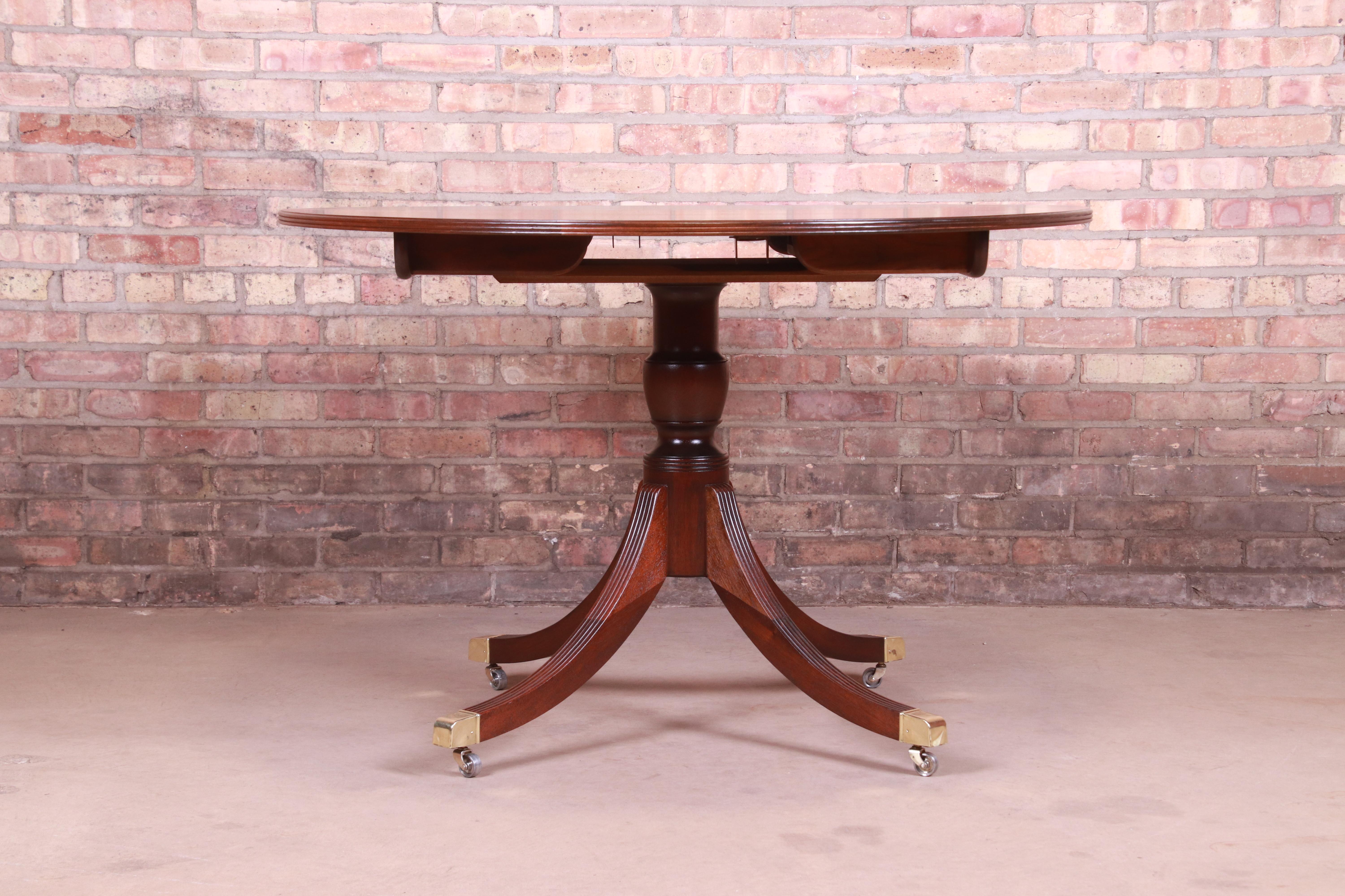 Baker Furniture Georgian Mahogany Pedestal Extension Dining Table, Refinished 13
