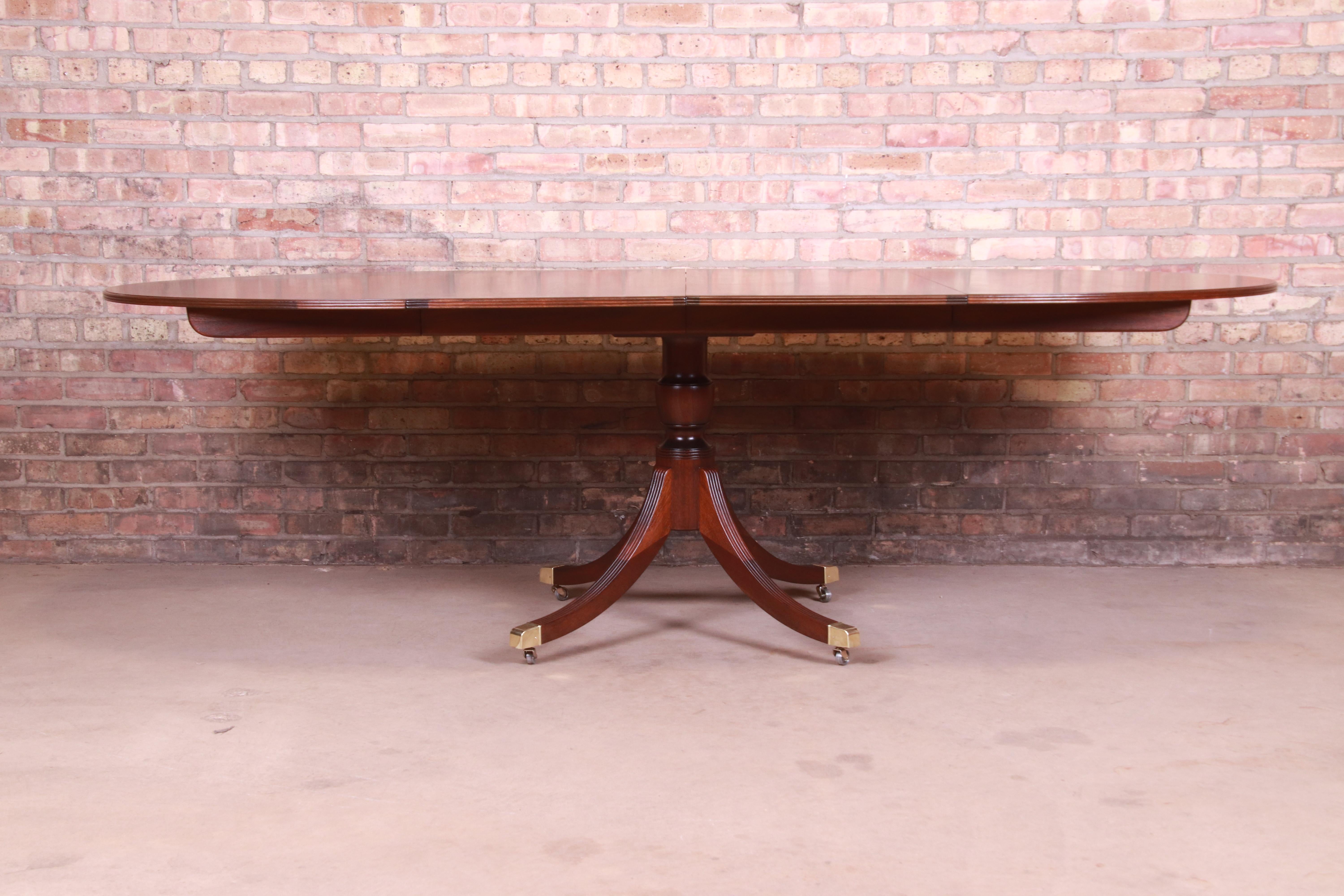 An exceptional Georgian style single pedestal extension dining table

By Baker Furniture 