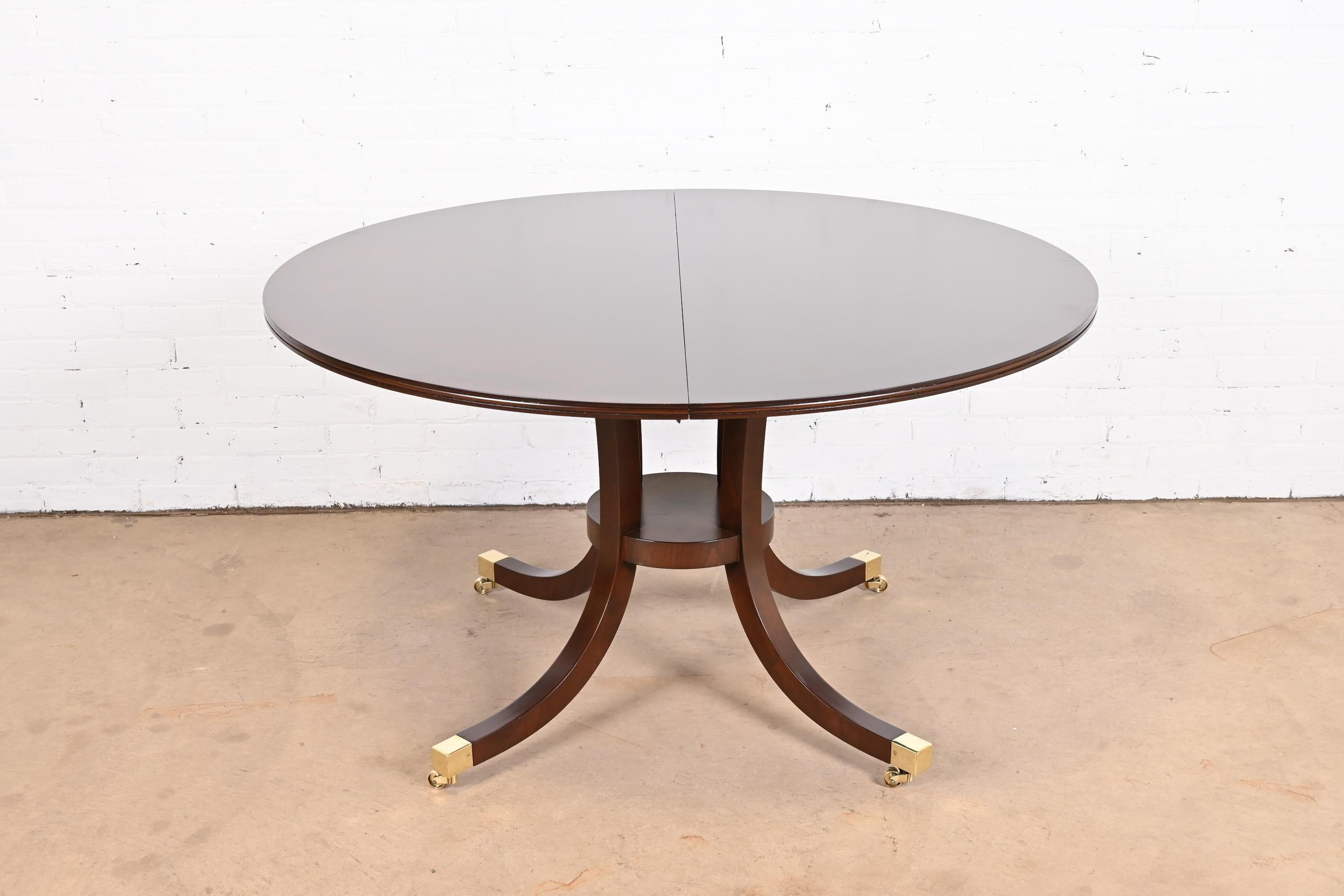 American Baker Furniture Georgian Mahogany Pedestal Extension Dining Table, Refinished