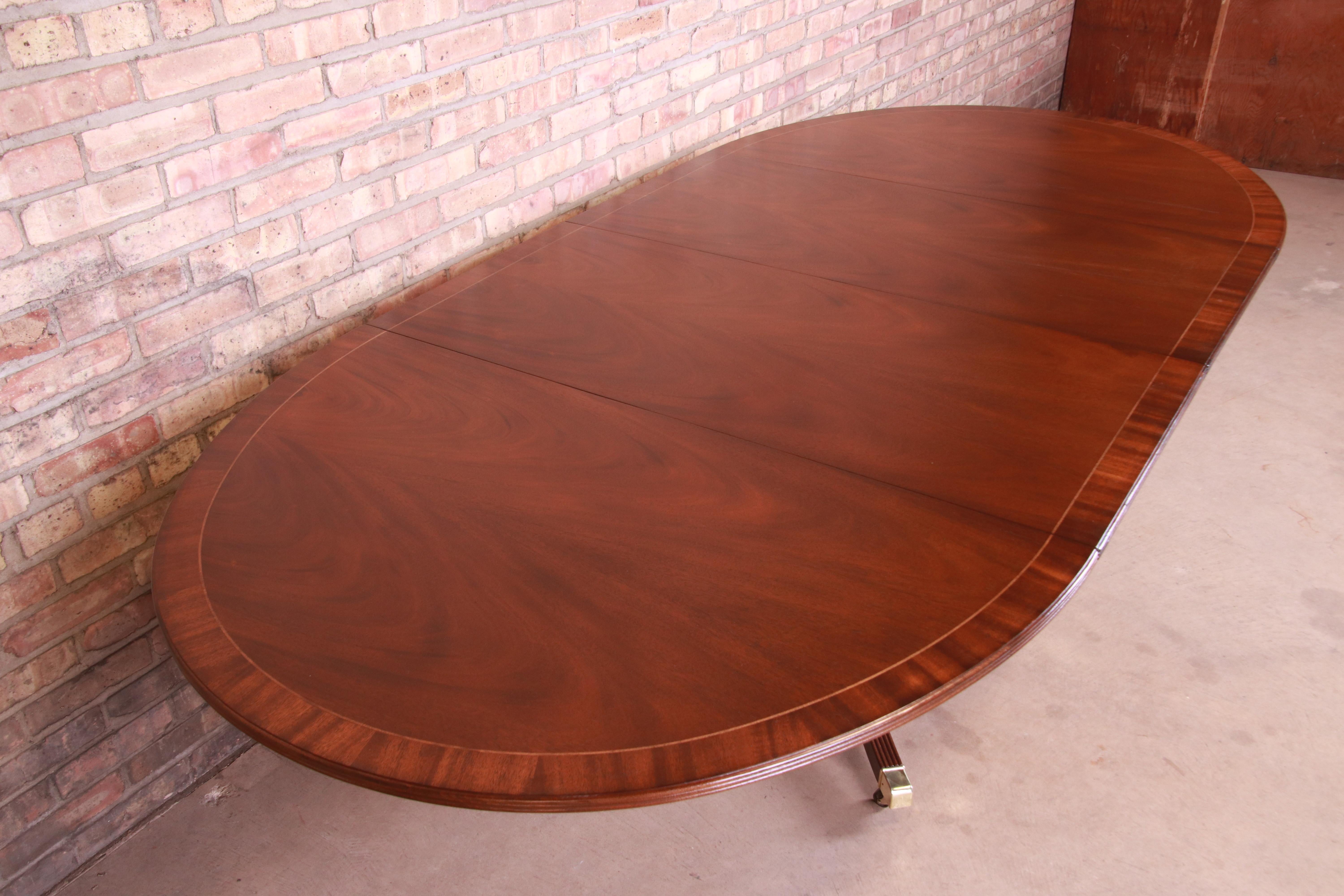 Baker Furniture Georgian Mahogany Pedestal Extension Dining Table, Refinished 1