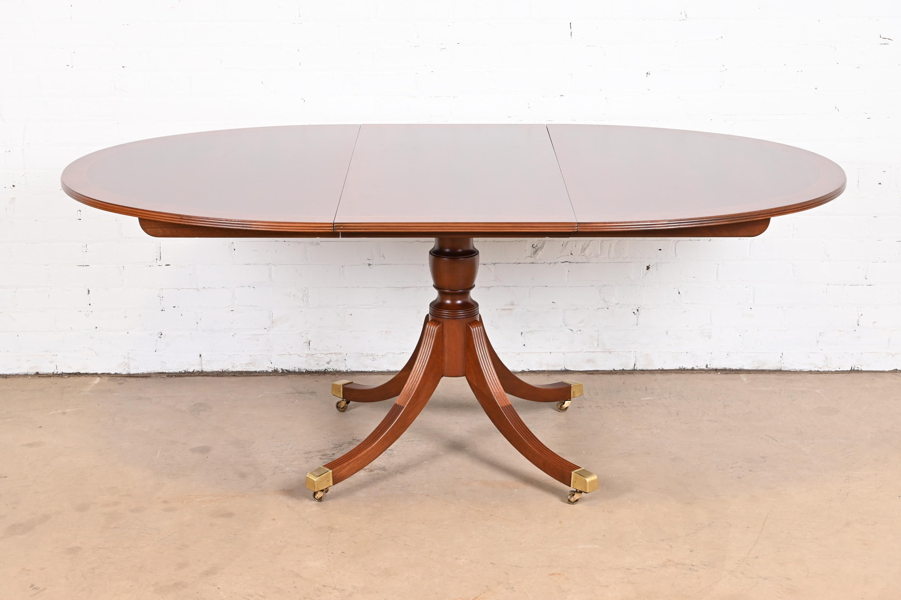 Baker Furniture Georgian Mahogany Pedestal Extension Dining Table, Refinished 1