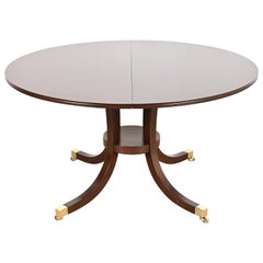 Baker Furniture Georgian Mahogany Pedestal Extension Dining Table, Refinished