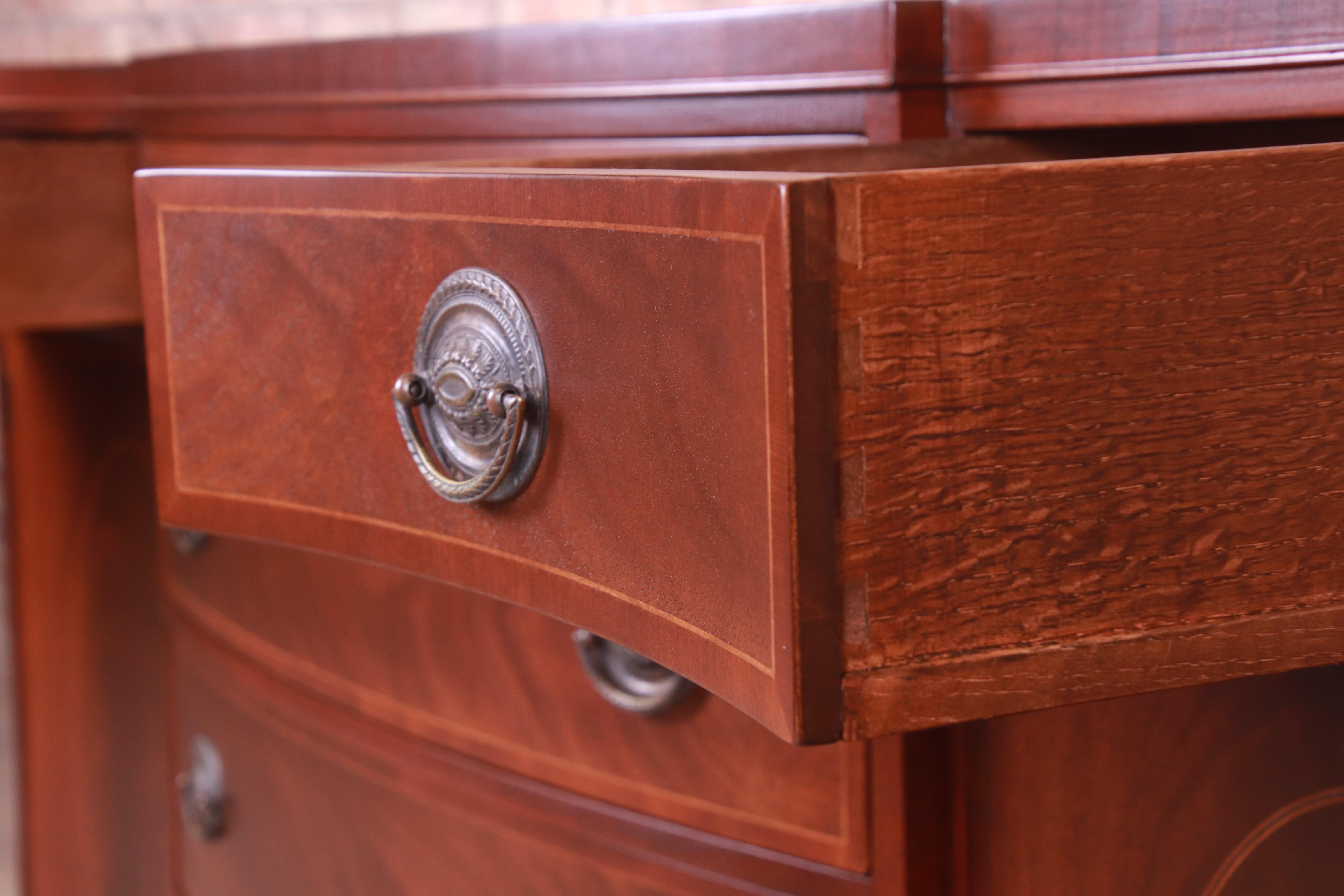 Baker Furniture Georgian Mahogany Sideboard Credenza or Bar Cabinet, Refinished 5