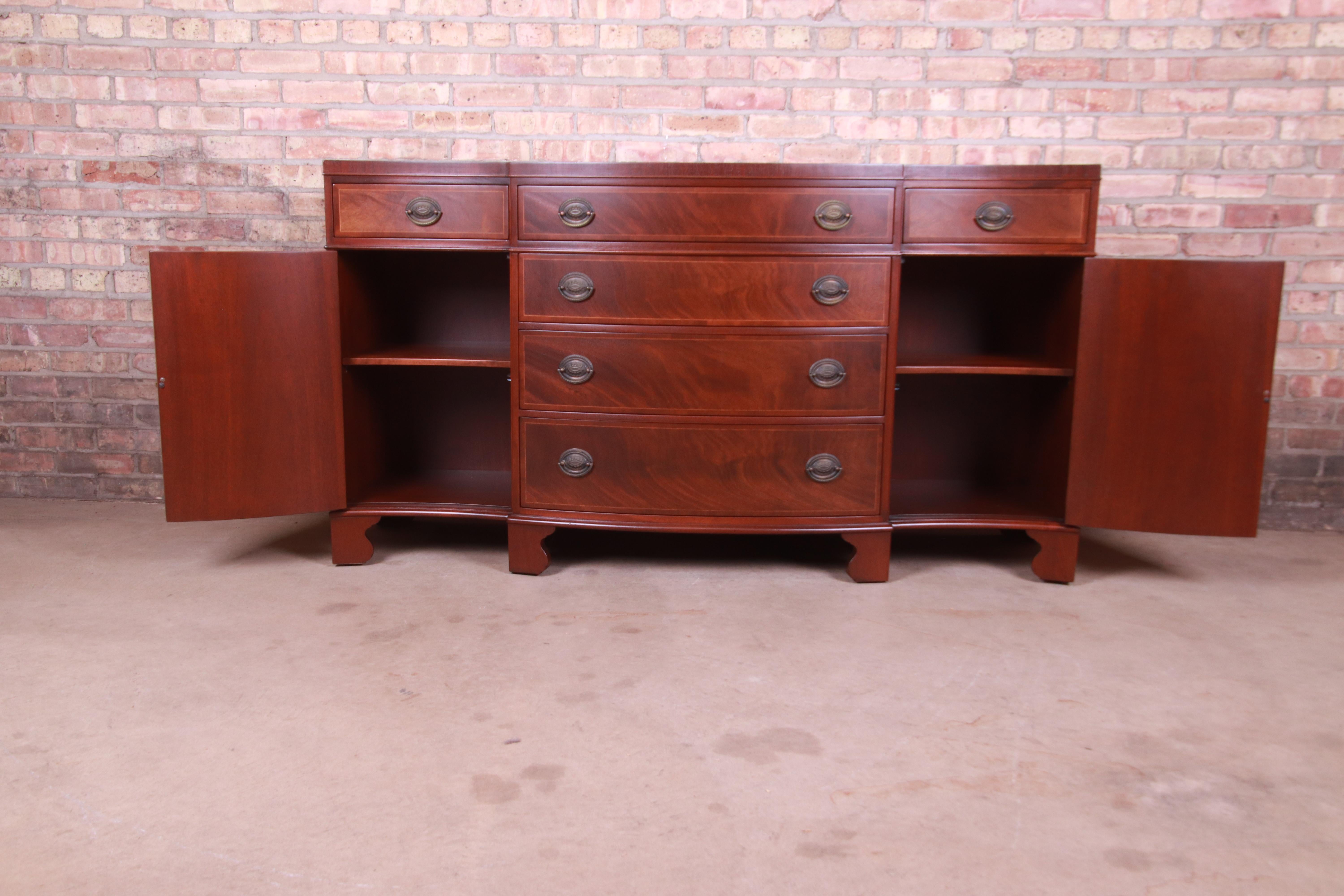 American Baker Furniture Georgian Mahogany Sideboard Credenza or Bar Cabinet, Refinished