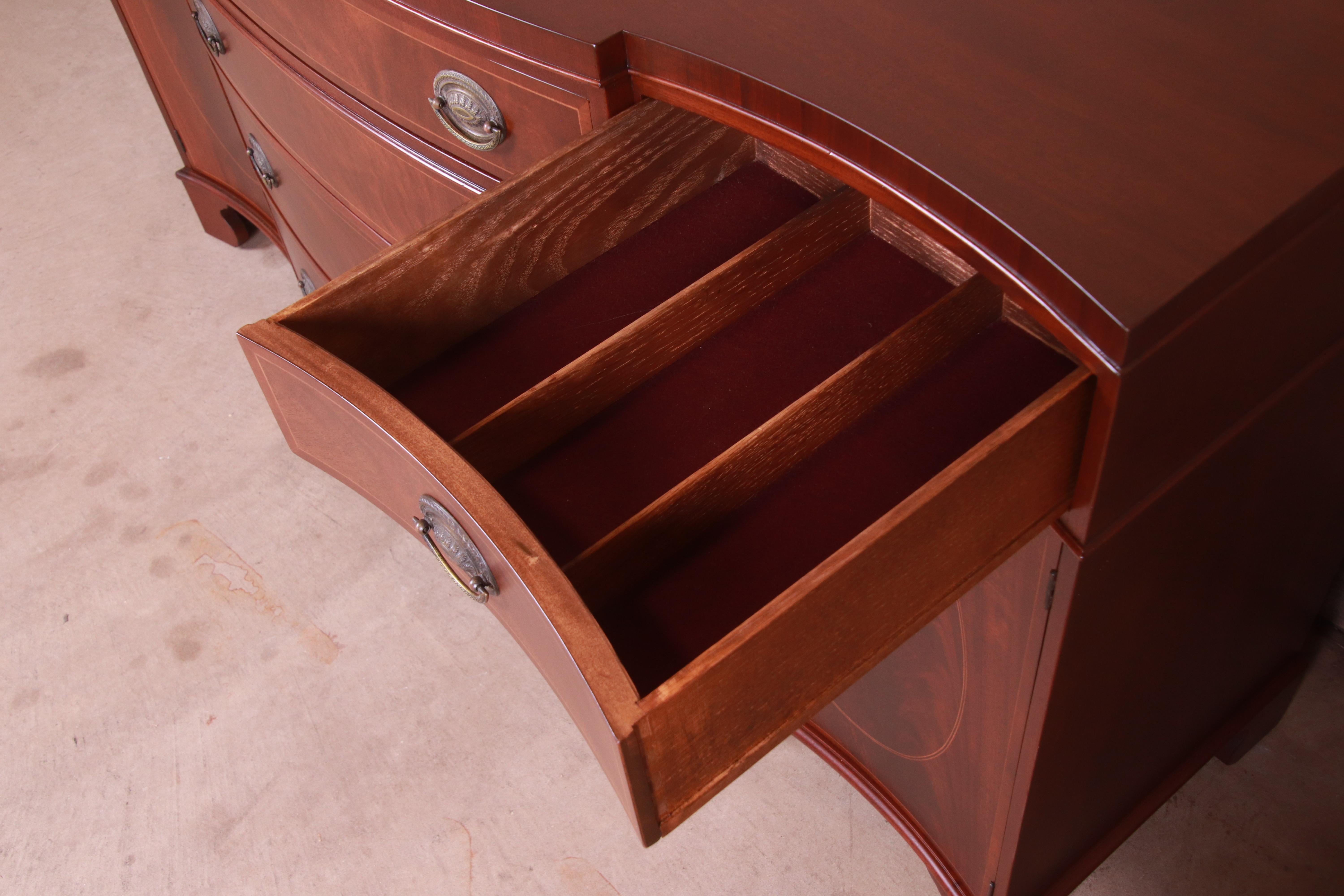 20th Century Baker Furniture Georgian Mahogany Sideboard Credenza or Bar Cabinet, Refinished