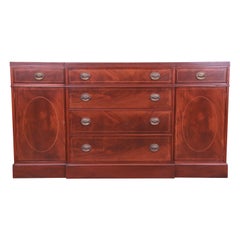 Baker Furniture Georgian Mahogany Sideboard Credenza or Bar Cabinet, Refinished