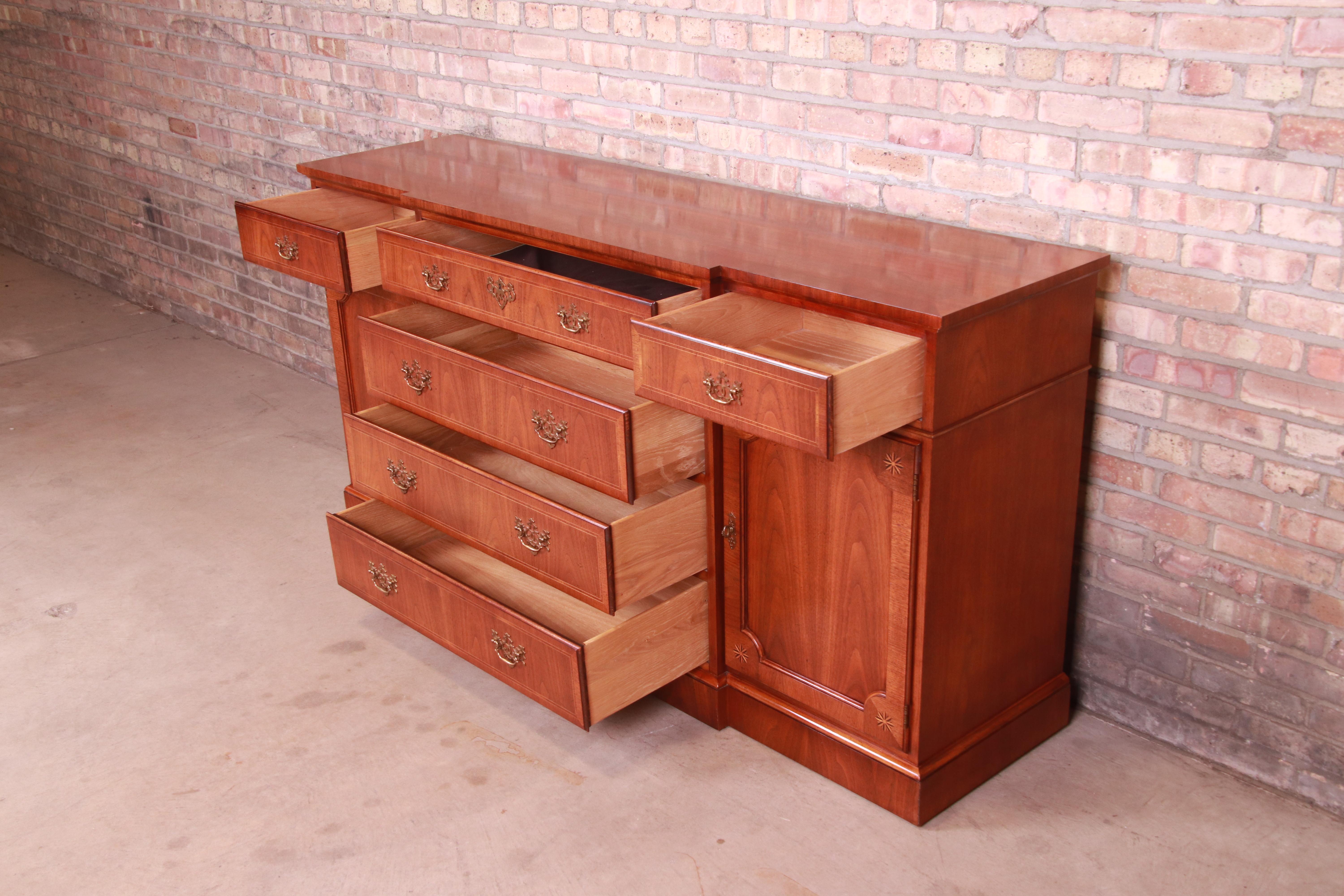 Brass Baker Furniture Georgian Mahogany Sideboard or Bar Cabinet For Sale