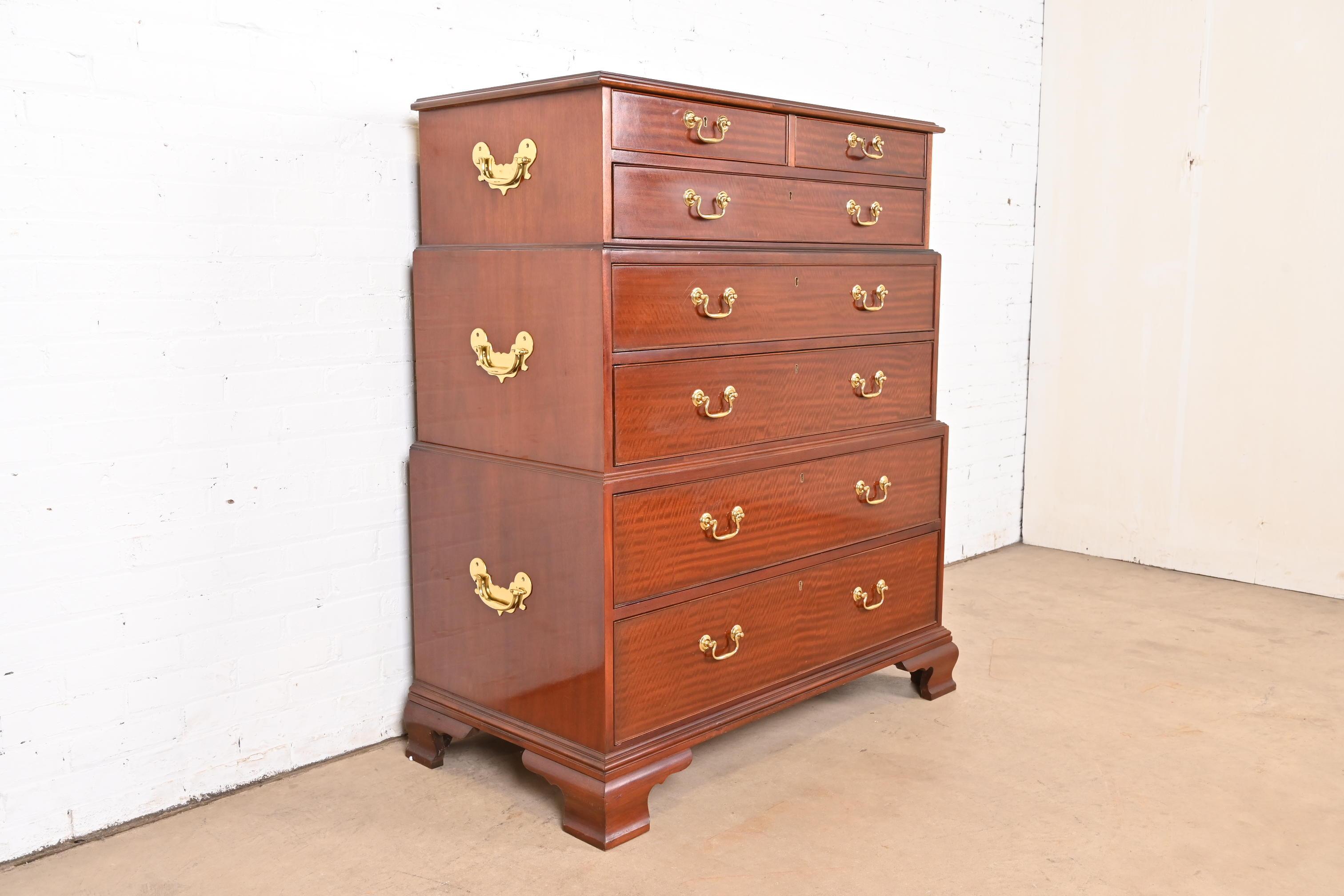 American Baker Furniture Georgian Mahogany Triple Chest-On-Chest Highboy Dresser